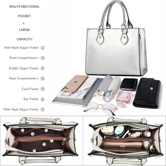 Versatile Silver Crossbody Bag for Women - Perfect for Dating & Parties - Picture 5 of 8